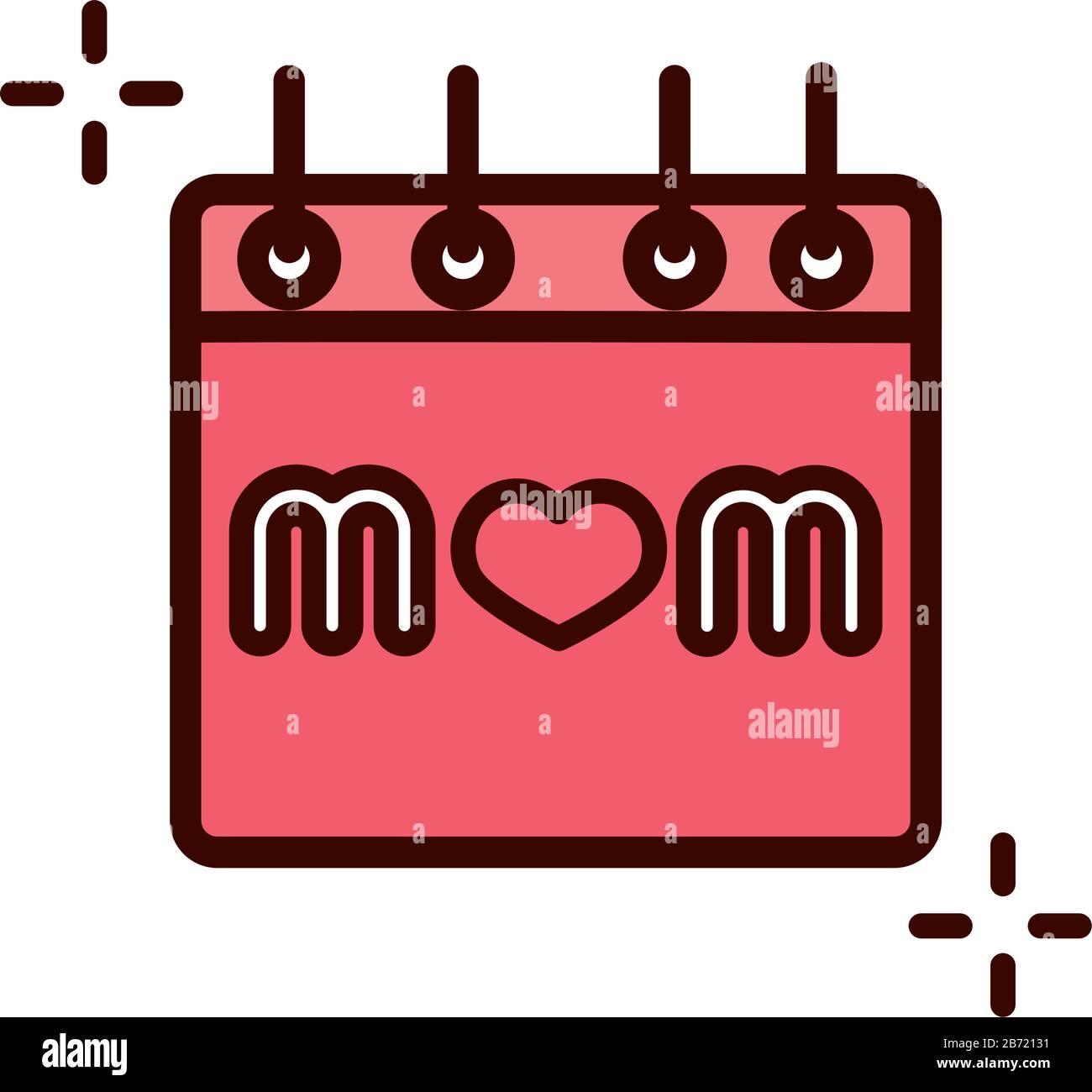 mothers day, calendar reminder date celebration vector illustration line and fill style icon Stock Vector