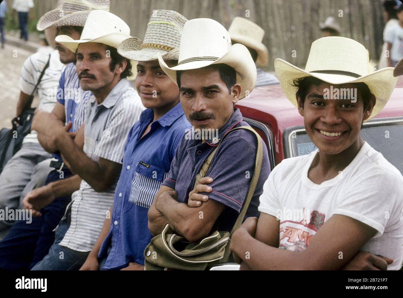 Copan Ruinas, Honduras: Campesinos watching afternoon soccer games at city park. ©Bob Daemmrich Stock Photo