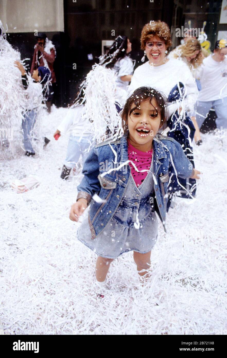 Dallas, Texas USA, January 1993 Dallas Cowboys fans play in shredded
