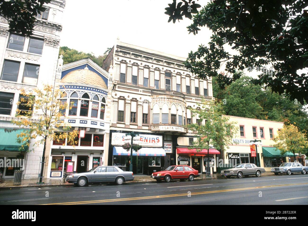 Hot Springs Arkansas USA, 1993 Historic buildings line downtown street