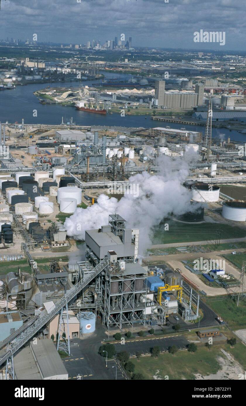 Houston, Texas USA, August 2001 Aerial view of petrochemical plants