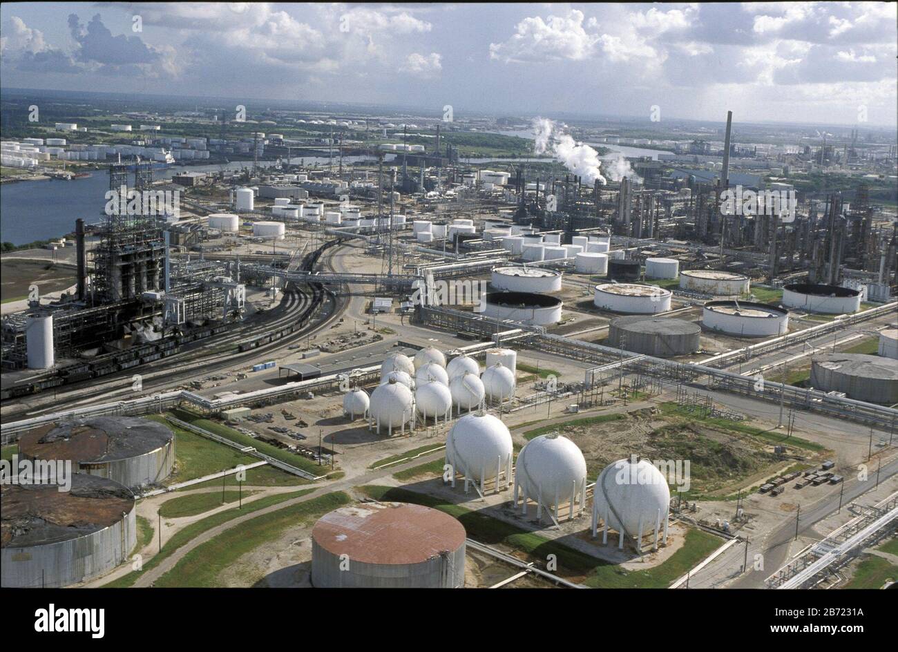 Houston, Texas USA, August 2001 Aerial view of petrochemical plants