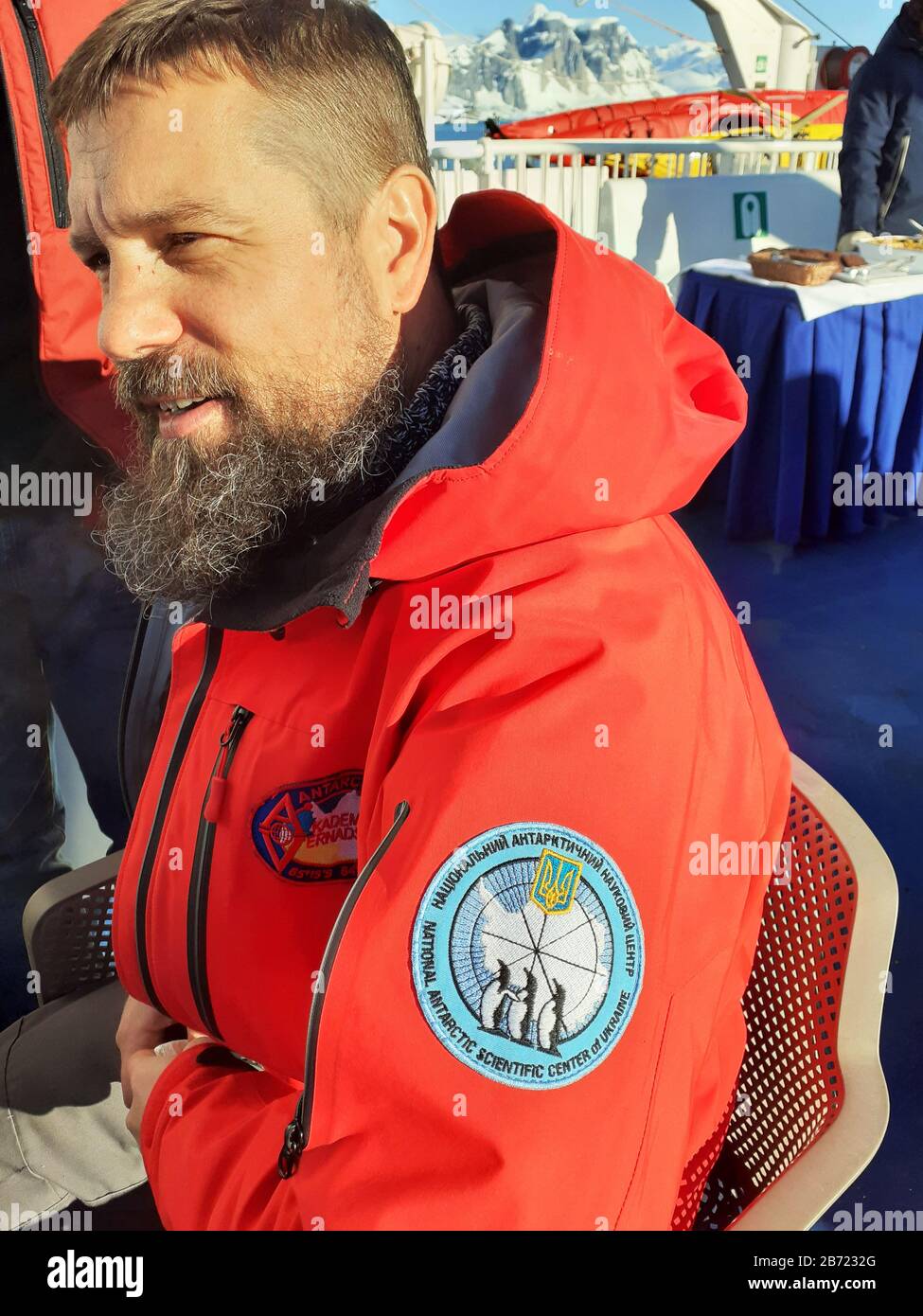 A worker from the Ukranian Antarctic research station, Vernadsky. Stock Photo