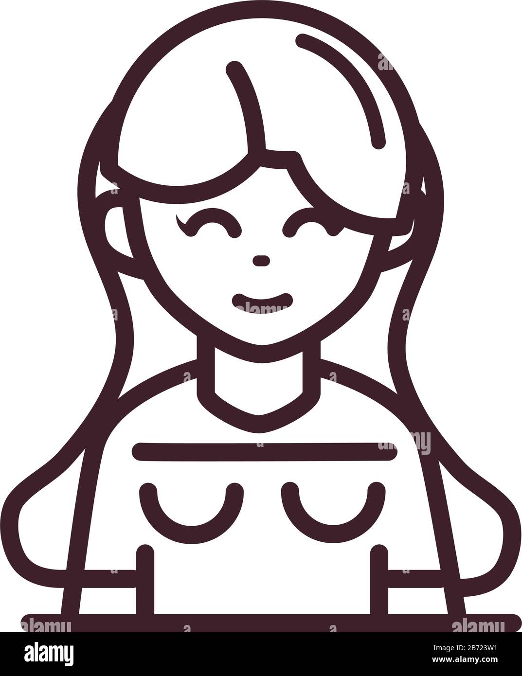 avatar woman female character portrait cartoon vector illustration line style icon Stock Vector
