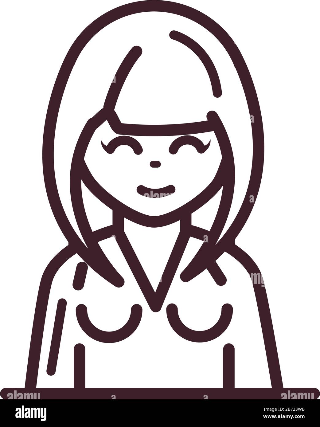 avatar woman female character portrait cartoon vector illustration line style icon Stock Vector