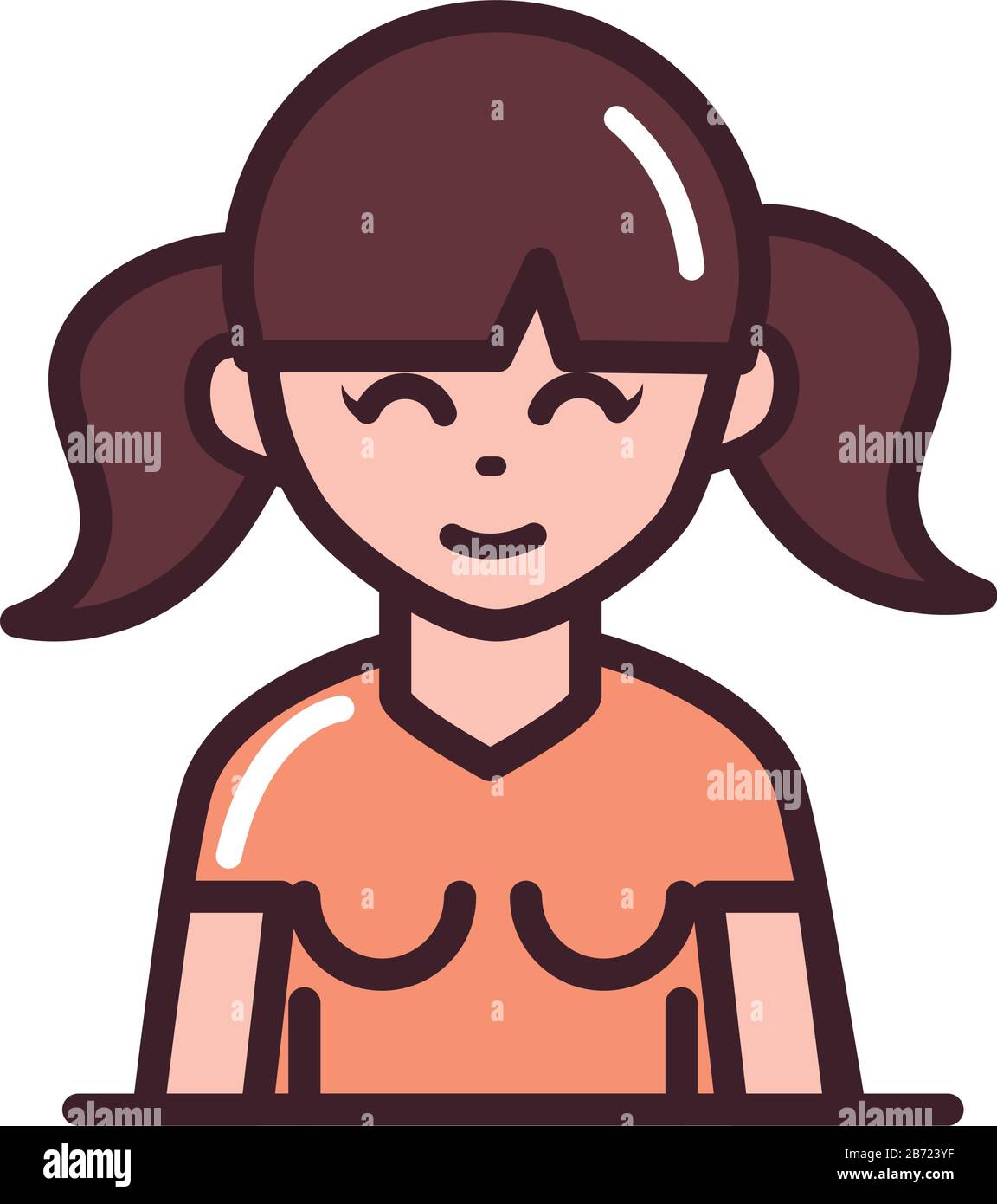 avatar woman female character portrait cartoon vector illustration line and fill style icon Stock Vector