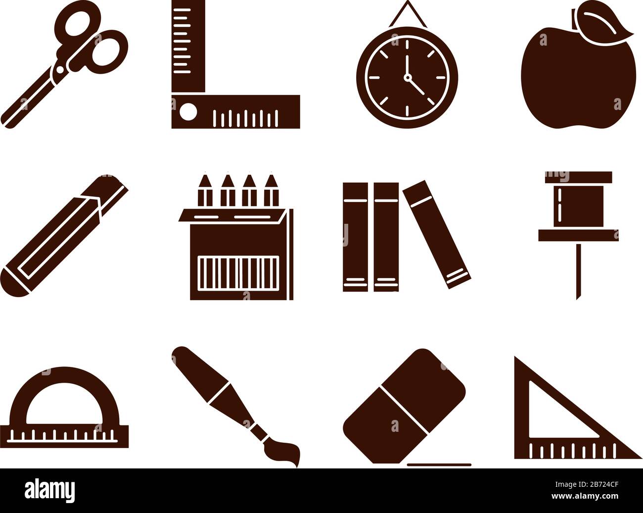 school education learn supply stationery icons set vector illustration ...