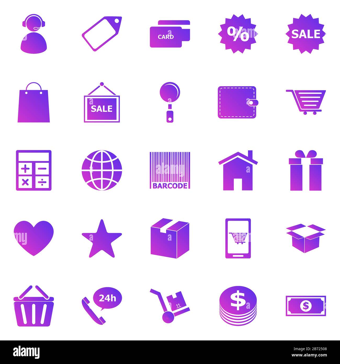 Shopping gradient icons on white background, stock vector Stock Vector