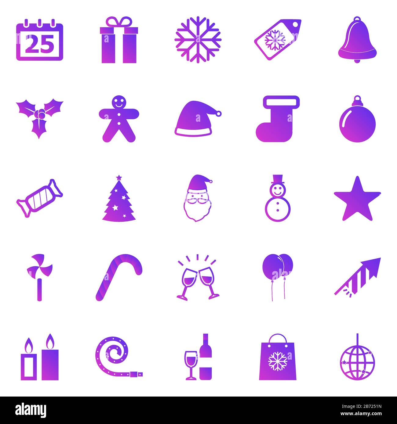 Christmas gradient icons on white background, stock vector Stock Vector