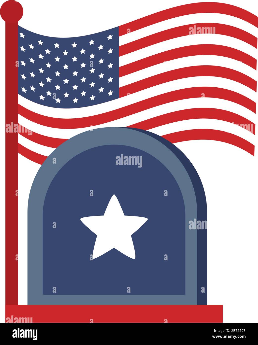 memorial day gravestone and flag american celebration vector ...
