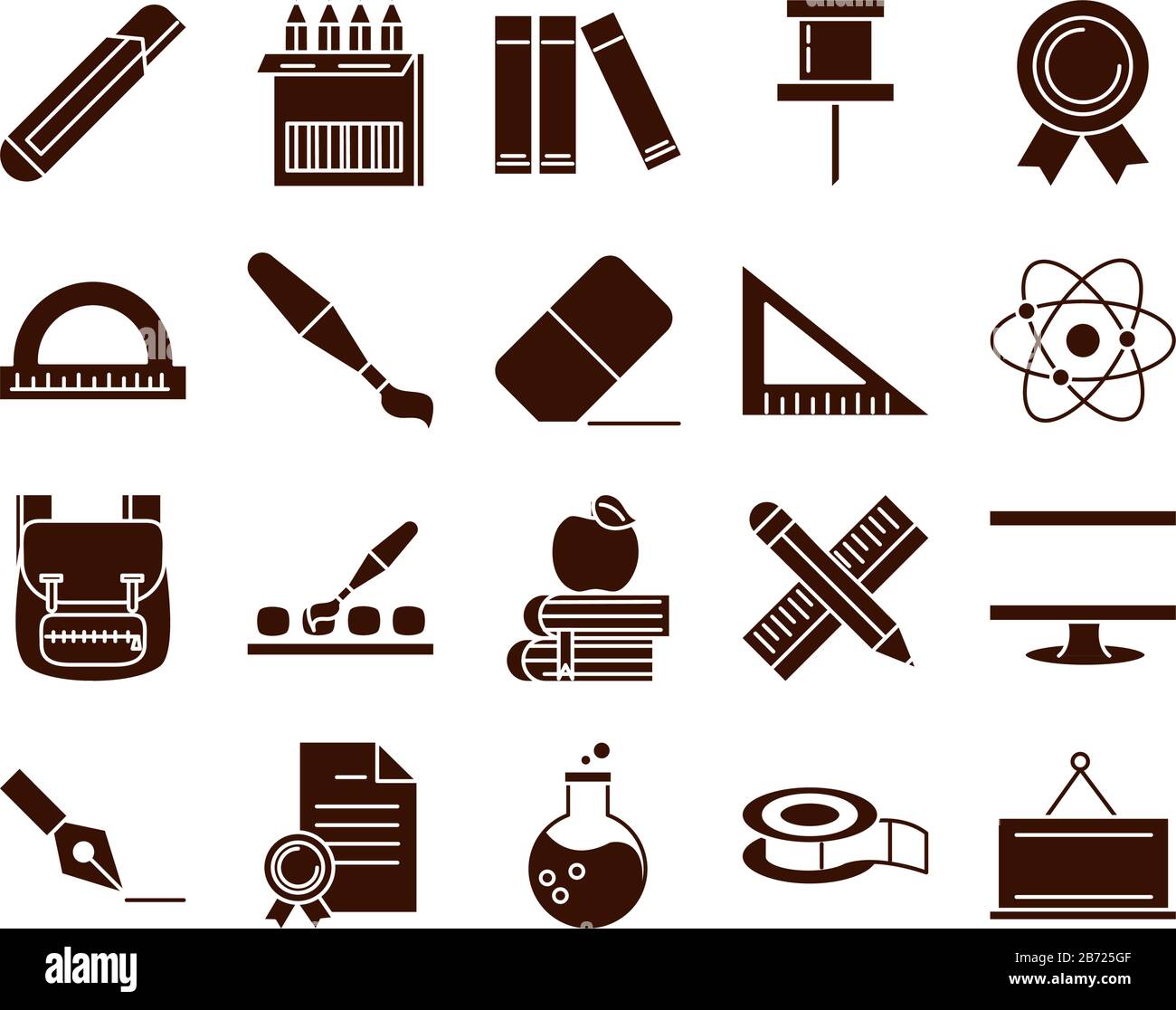 school education learn supply stationery icons set vector illustration ...
