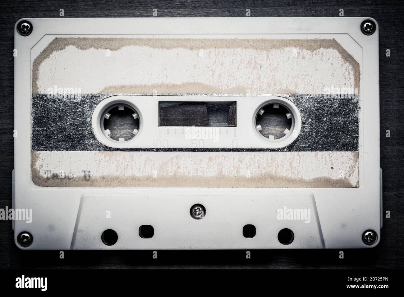 Vintage Cassette tape on a wood background with copy space Stock Photo ...
