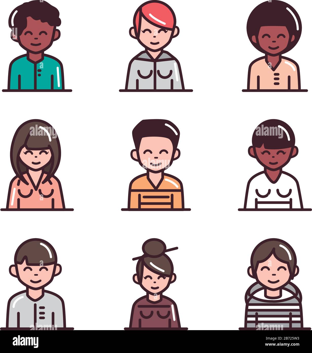 avatar male female men women cartoon character people icons set vector ...