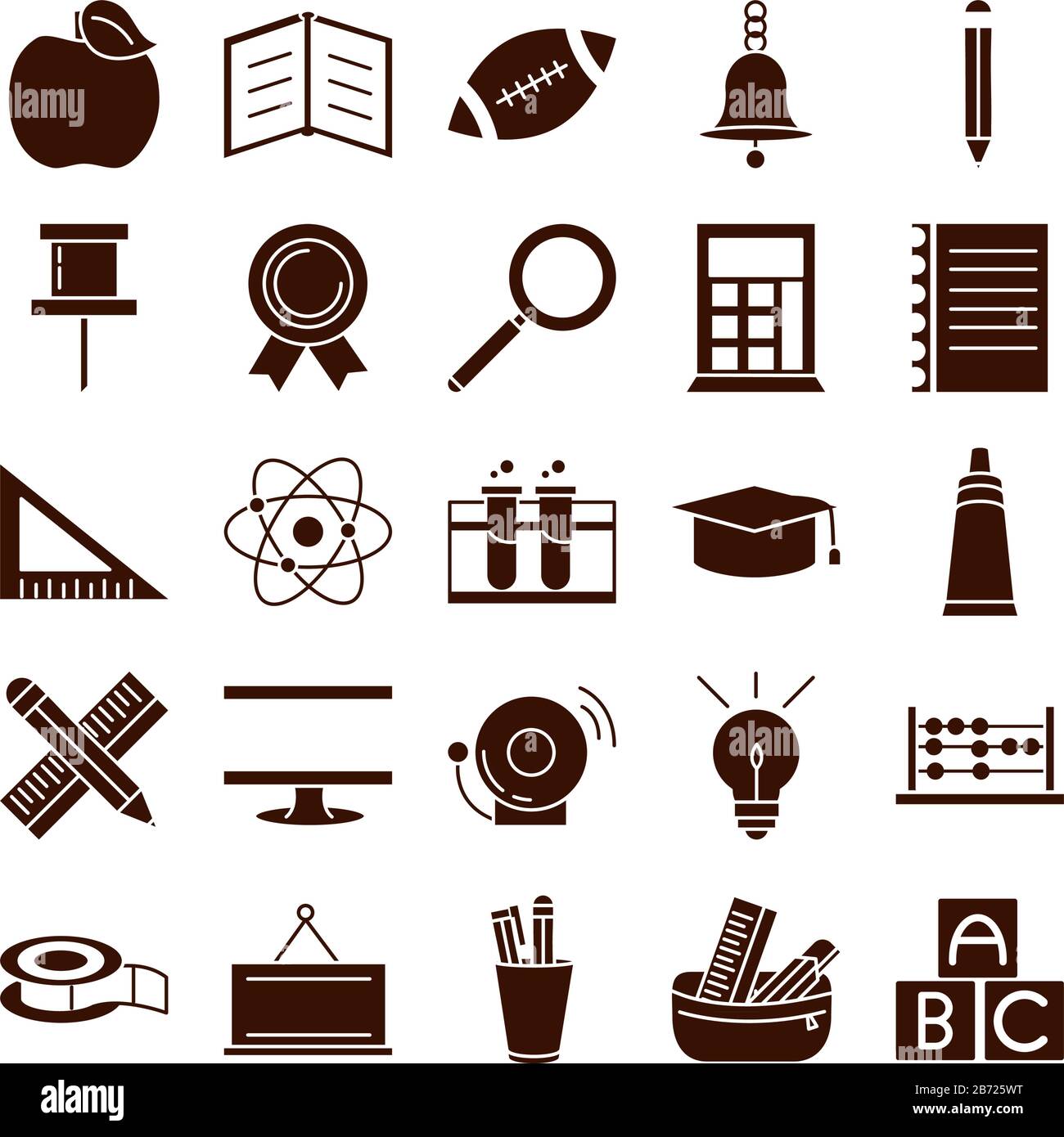 school education learn supply stationery icons set vector illustration ...