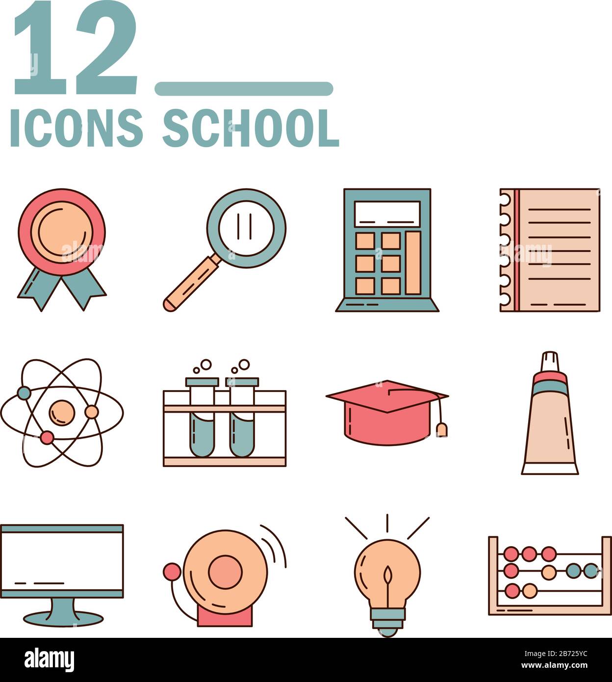 school education learn supply stationery icons set vector illustration ...