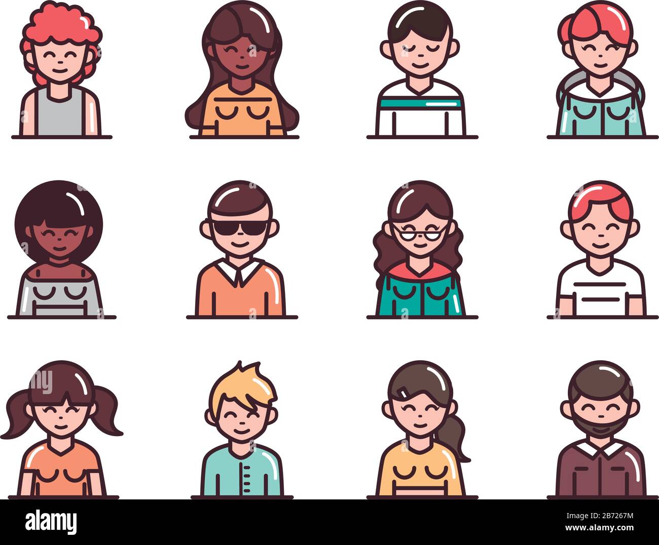avatar male female men women cartoon character people icons set vector ...