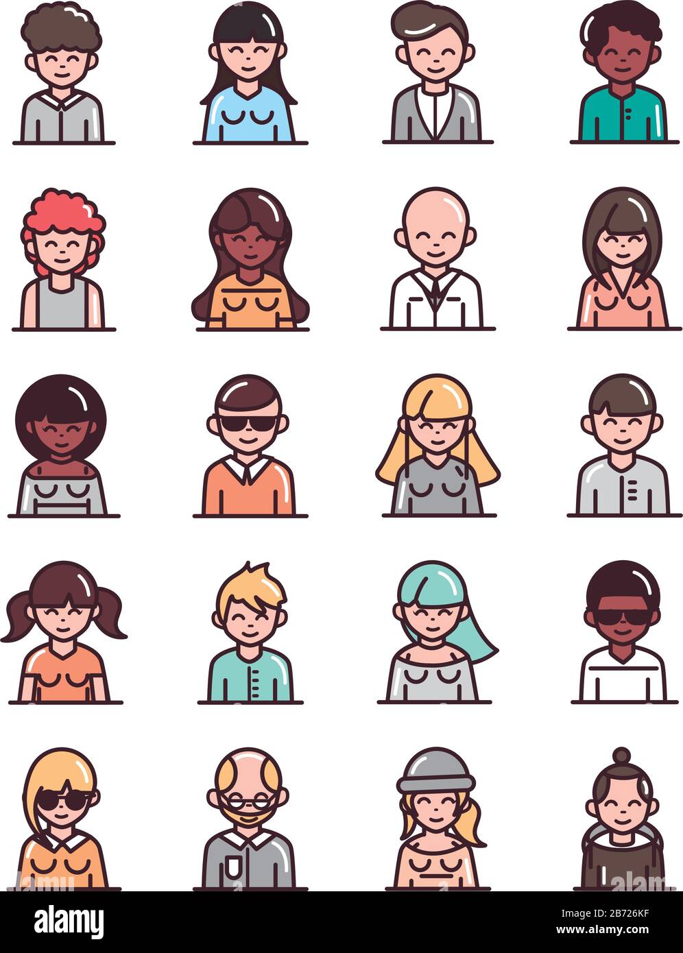 avatar male female men women cartoon character people icons set vector ...