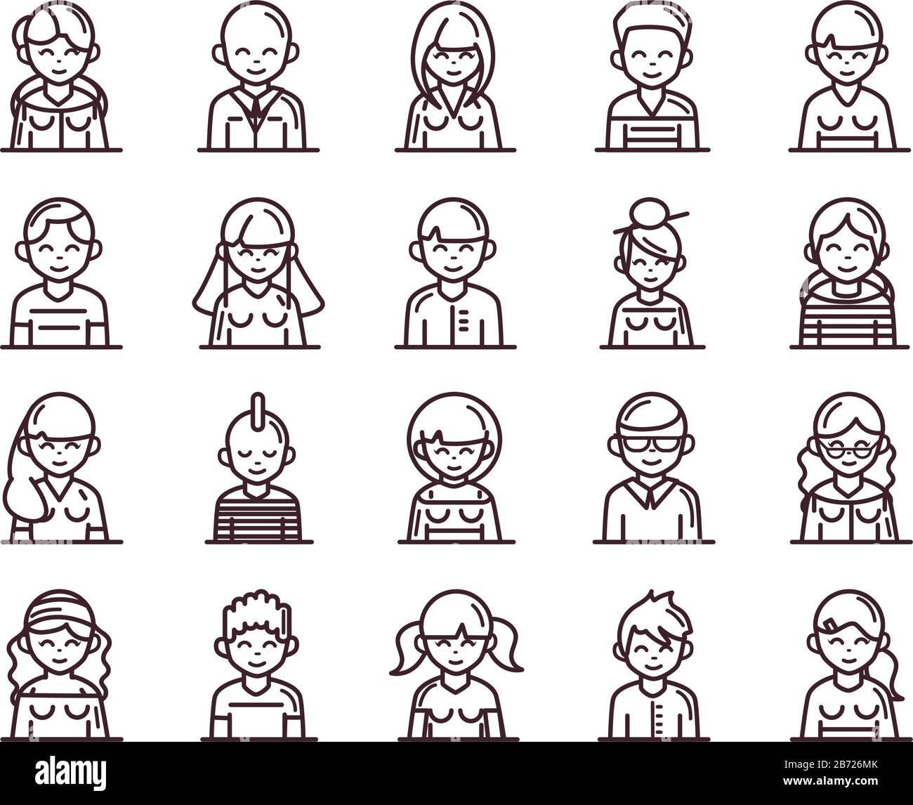 avatar male female men women cartoon character people icons set vector ...