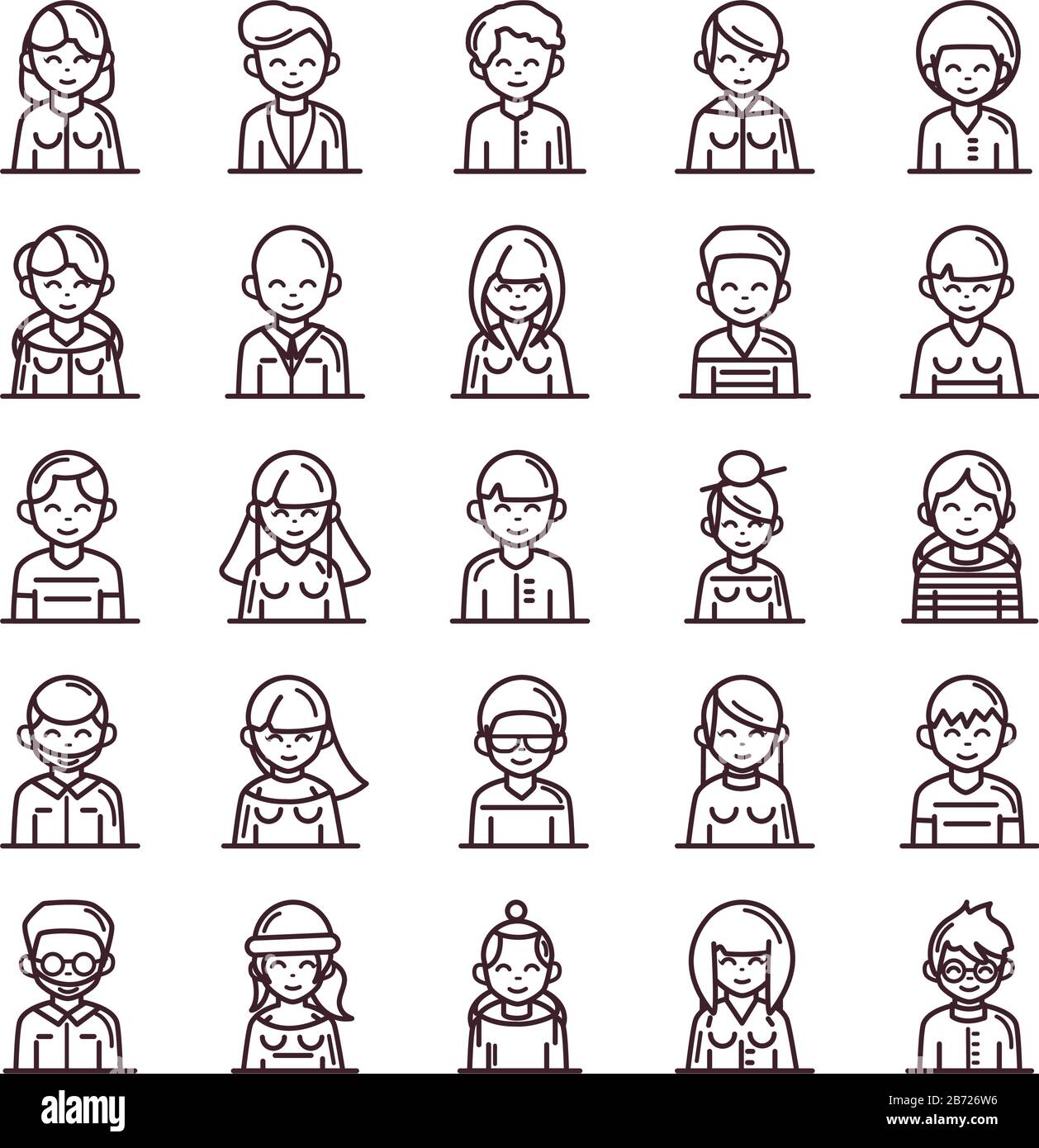 avatar male female men women cartoon character people icons set vector ...