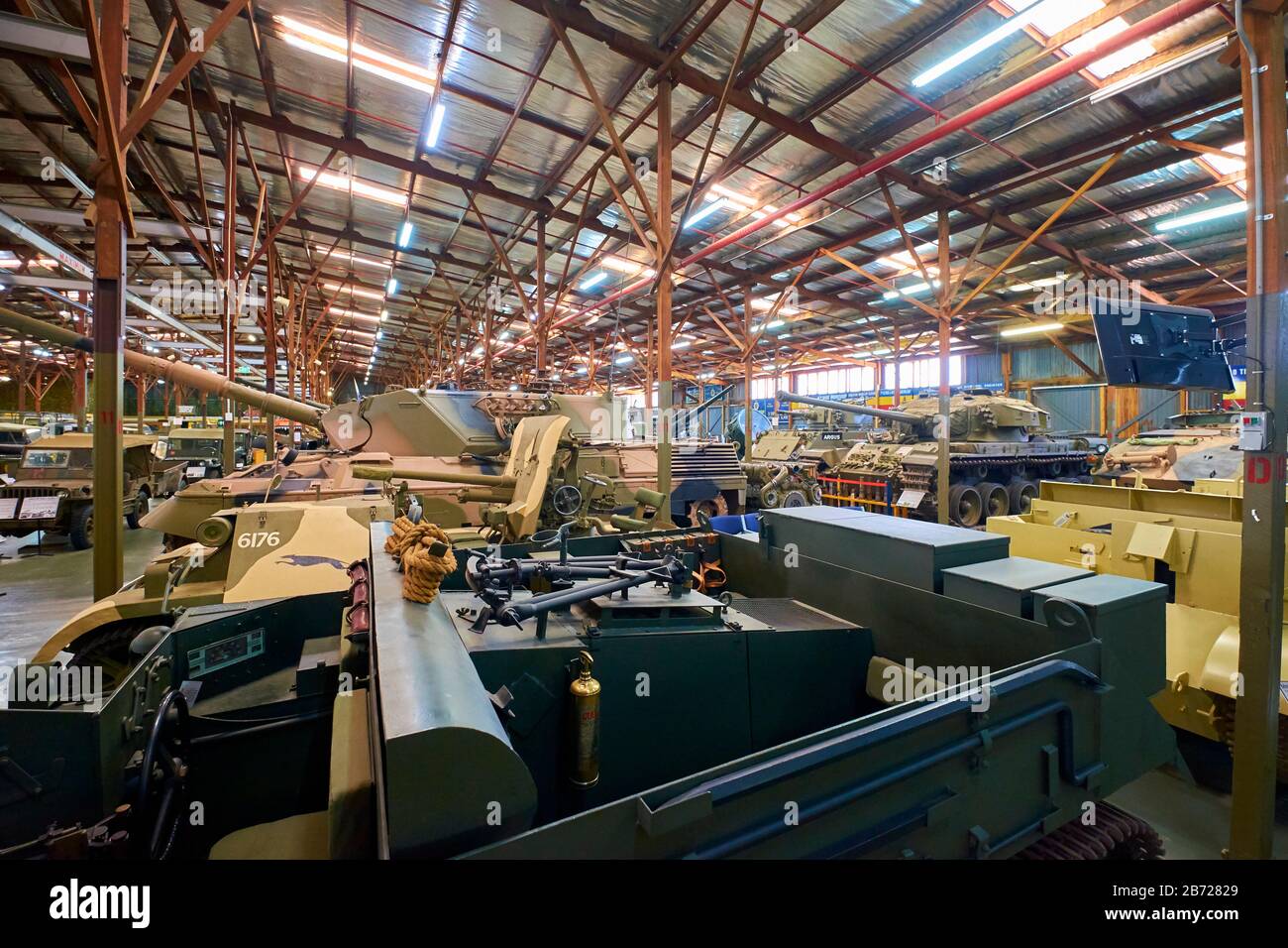 Some of the many military vehicles on display at the Army Museum. In Bandiana, Victoria, Australia. Stock Photo