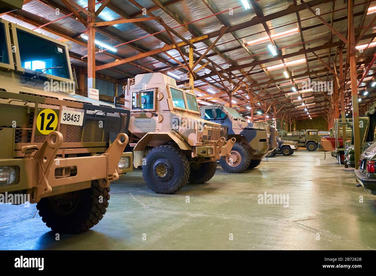 Some of the many military vehicles on display at the Army Museum. In Bandiana, Victoria, Australia. Stock Photo