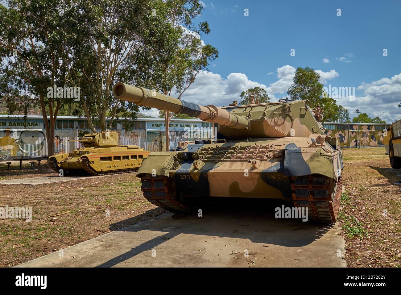 Tanks on display outside at the Army Museum. In Bandiana, Victoria