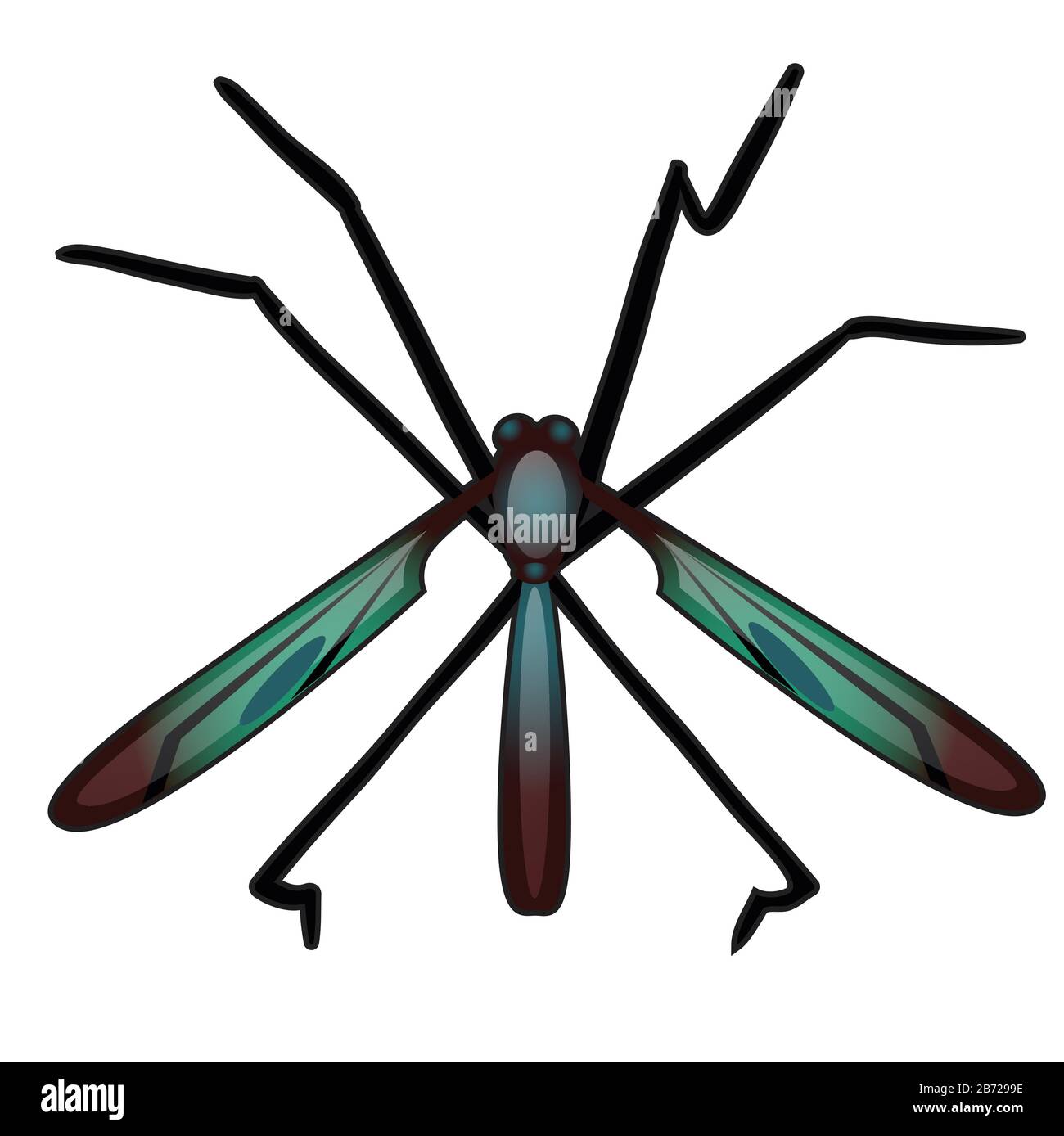 Winged bloodsucking insect isolated on white background. Vector cartoon close-up illustration. Stock Vector