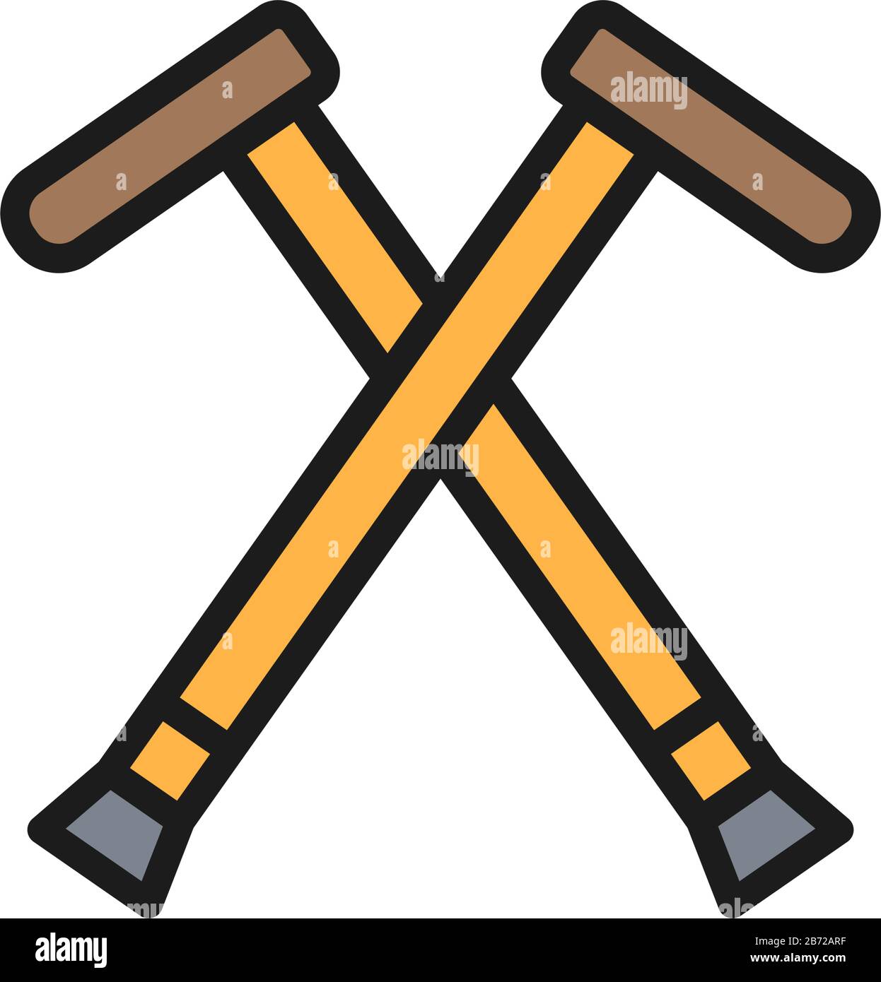 Crutches, walking sticks, crutch flat color line icon Stock Vector