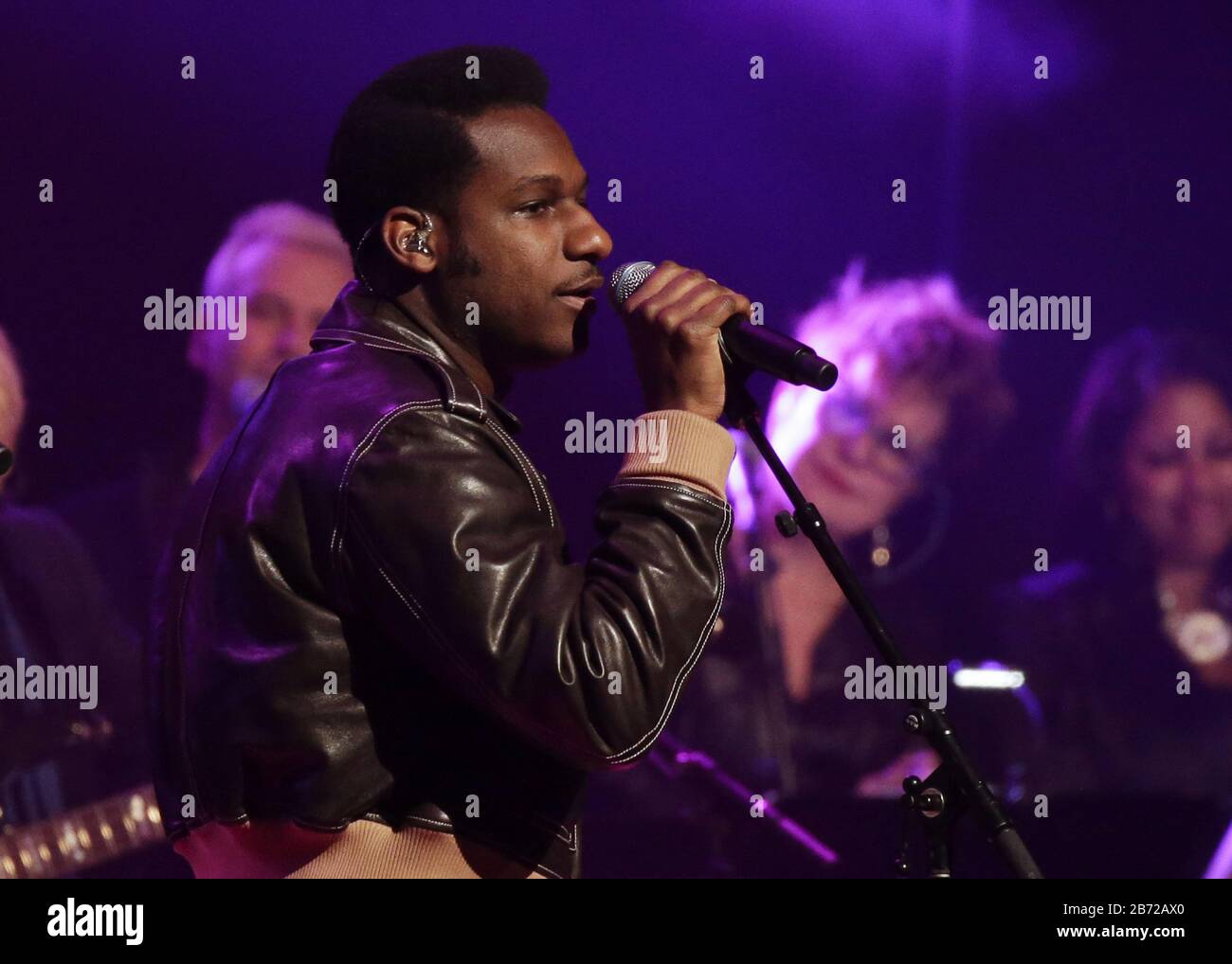 New York, United States. 12th Mar, 2020. Leon Bridges performs at the Fourth Annual LOVE ROCKS NYC Benefit Concert For God's Love We Deliver at the Beacon Theatre on Thursday, March 12, 2020 in New York City. Photo by John Angelillo/UPI Credit: UPI/Alamy Live News Stock Photo