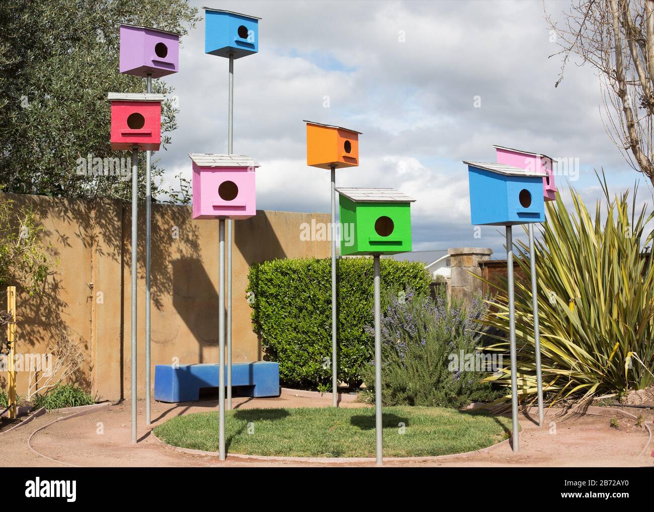 Colorful Bird Feeders In The Children S Garden At Cornerstone