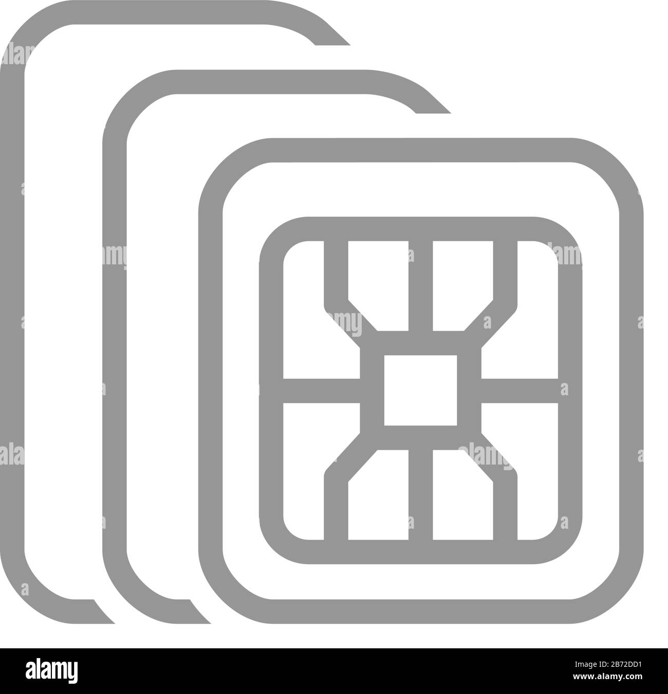Different SIM card types line icon. Normal, Micro, Nano phone card symbol Stock Vector Image