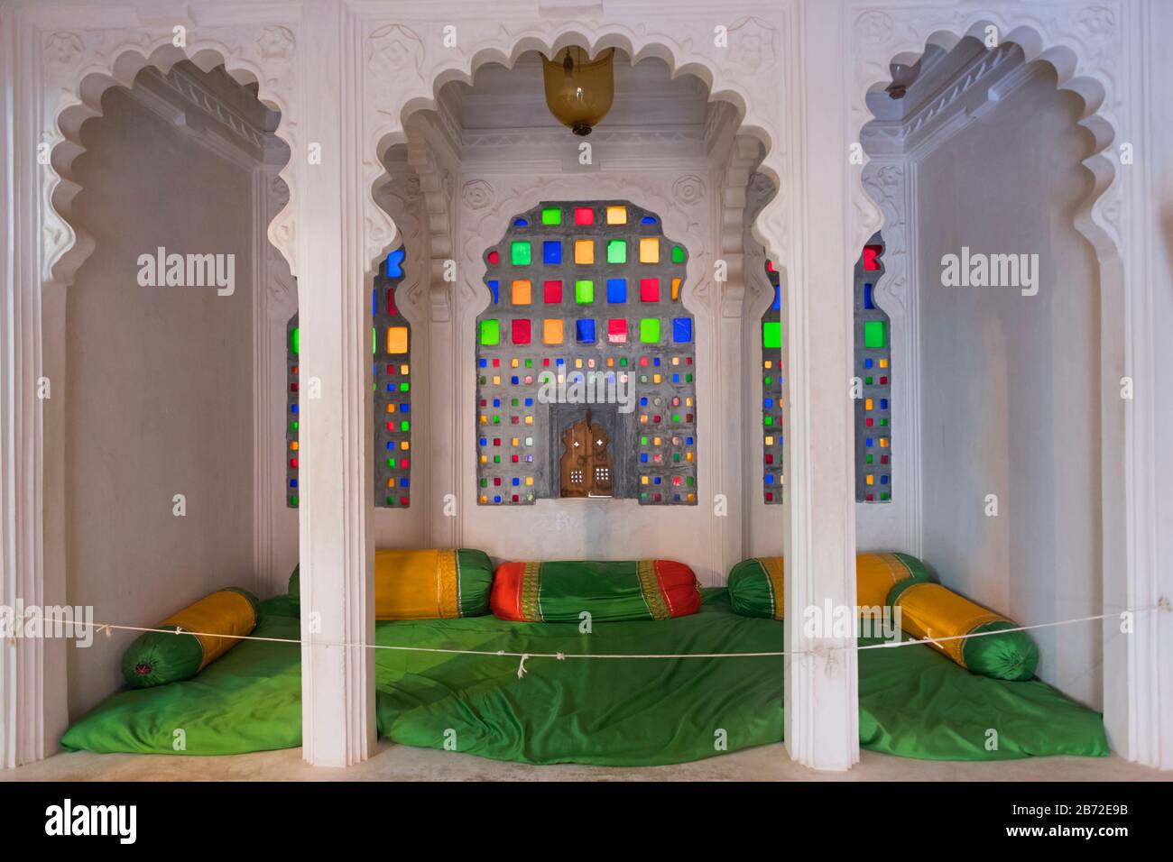 Ornate alcove Bagore-ki-Haveli museum Udaipur Rajasthan India Stock ...