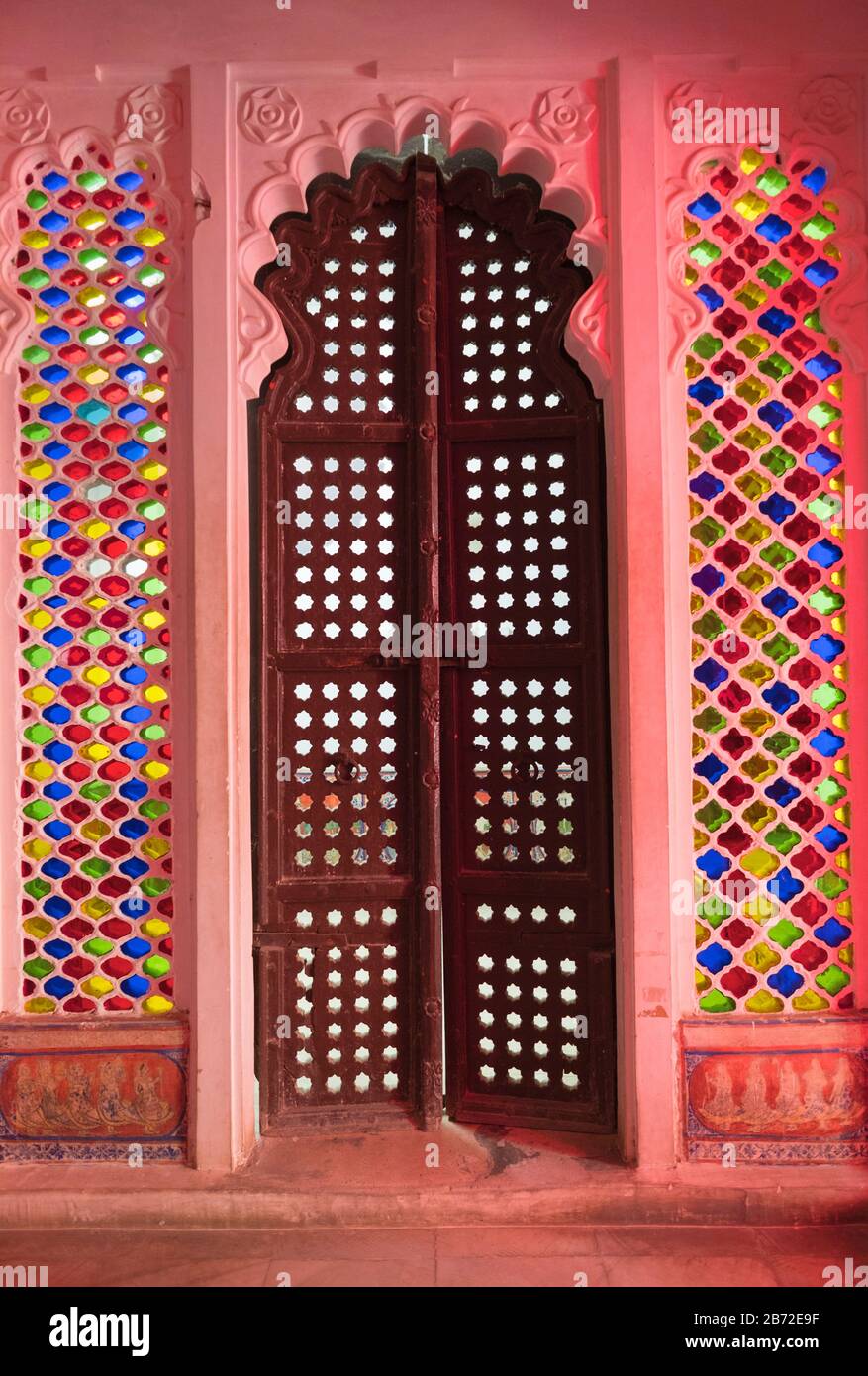 Ornate doorway Bagore-ki-Haveli museum Udaipur Rajasthan India Stock ...