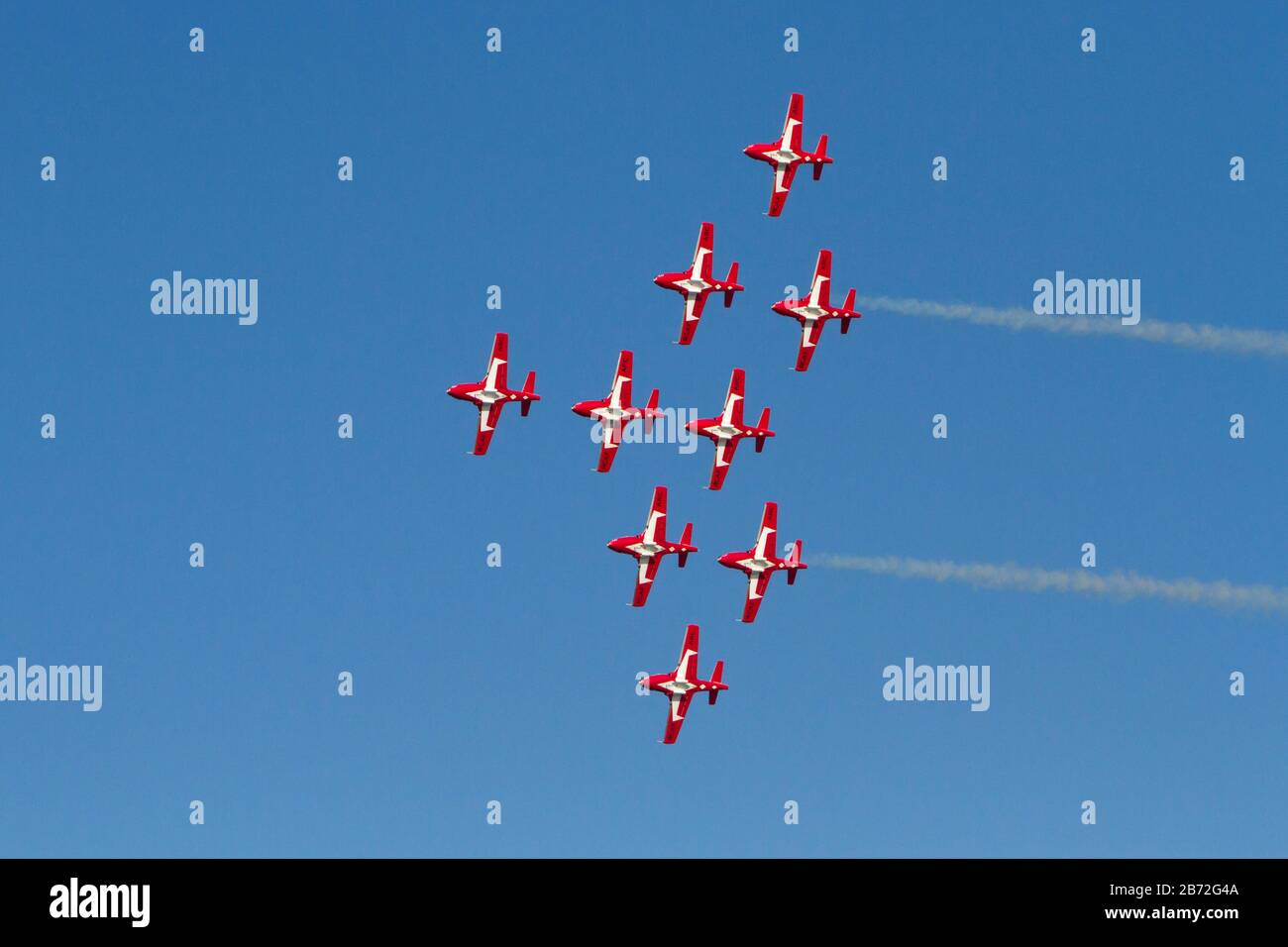 The Snowbirds, 431 Air Demonstration Squadron aerobatics flight demonstration team of the Royal Canadian Air Force performing In Nanaimo, BC, Canada Stock Photo