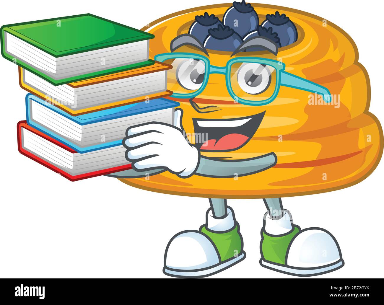 A hard-working student in kataifi cartoon design with book Stock Vector