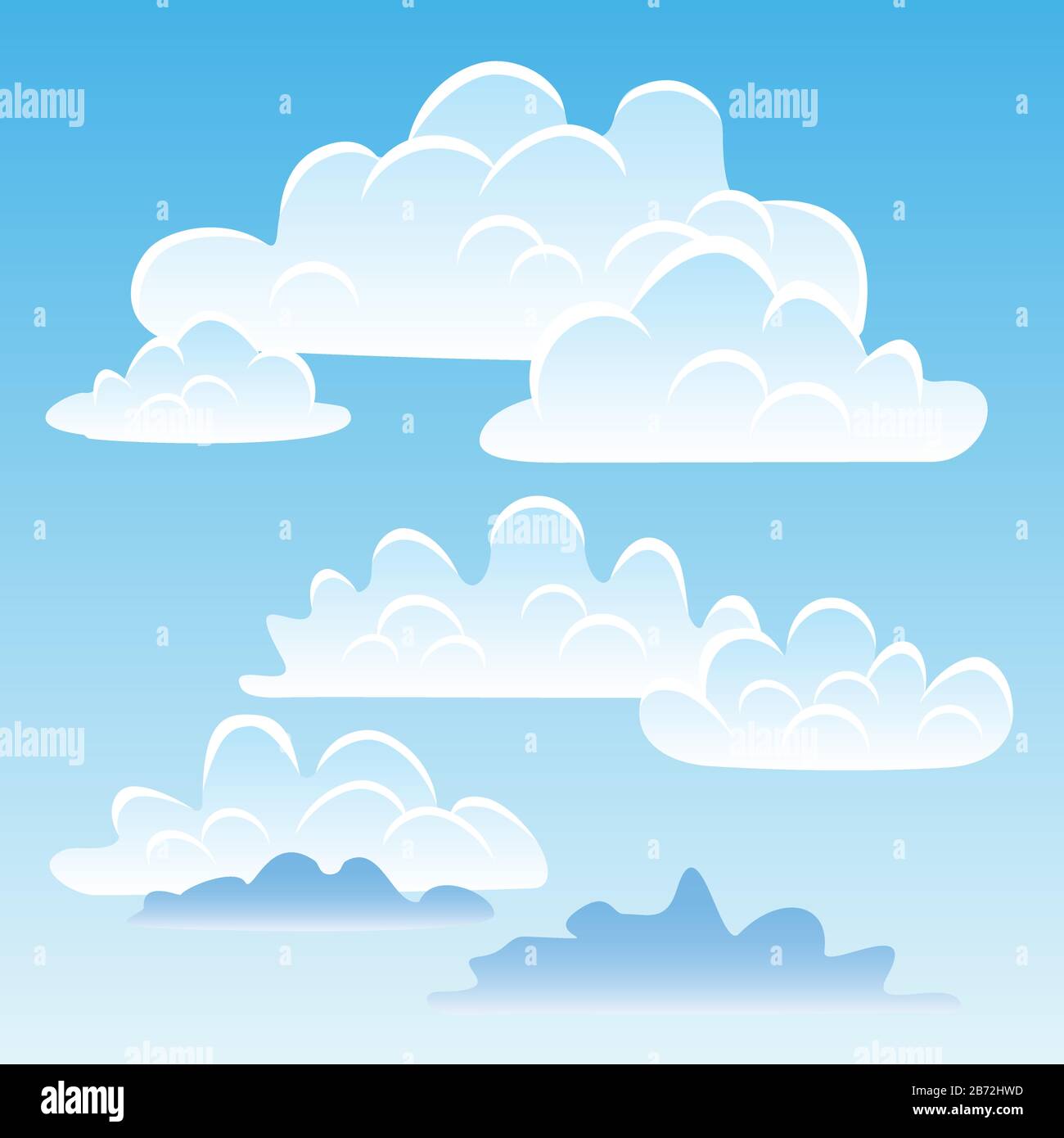 White cumulus clouds on a blue sky. Eps file. Vector illustration Stock ...