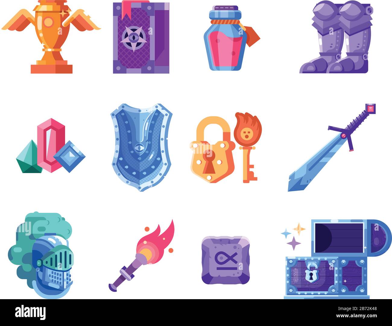 Rpg Game Fantasy Icons with Knight Equipment Stock Vector