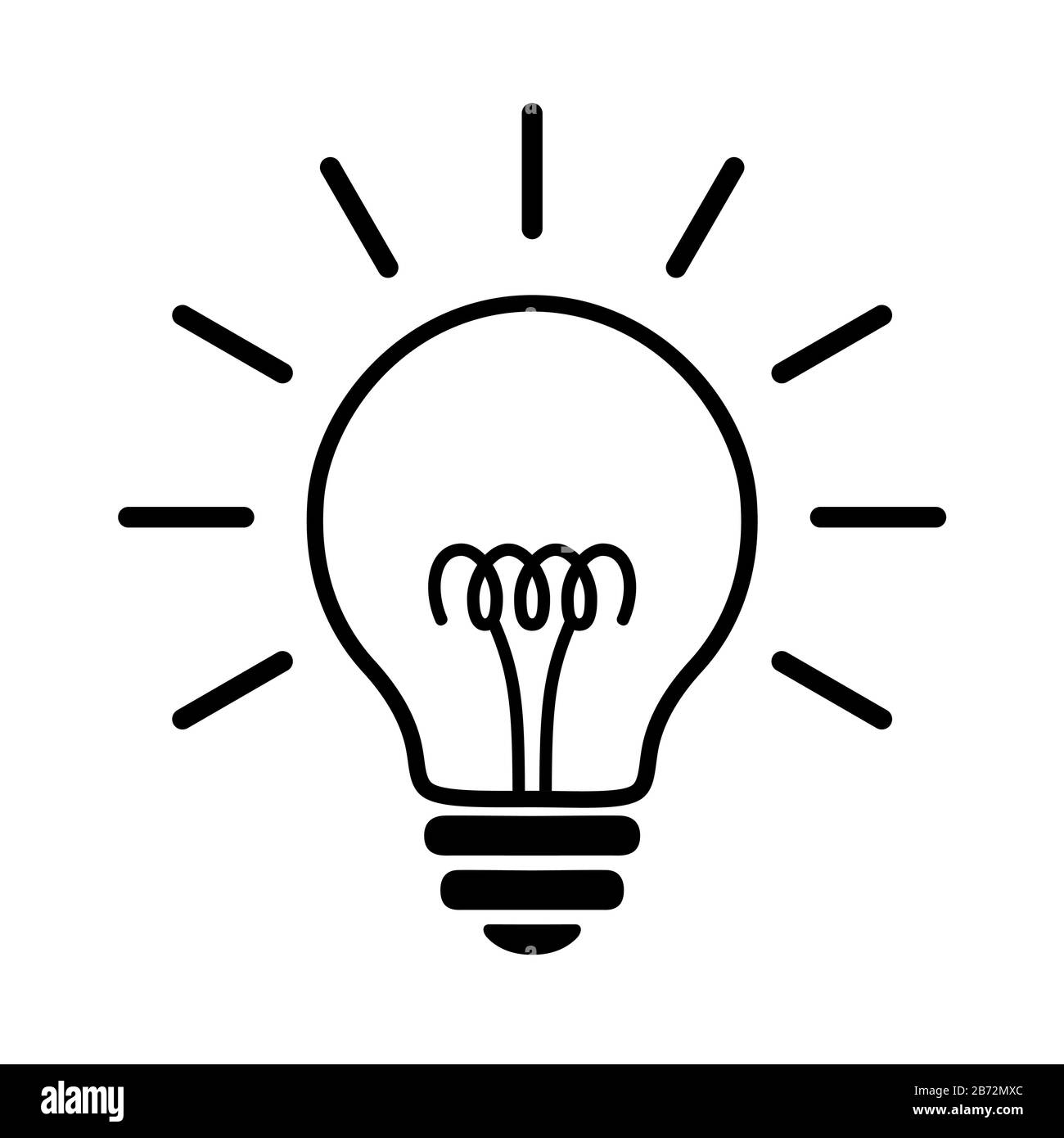 Light Bulb Line Flat Icon. Incandescent Electric Lamp With Spiral And Rays,  Simple Black Pictogram. Vector Graphic Design Element Isolated On White  Stock Vector Image & Art - Alamy