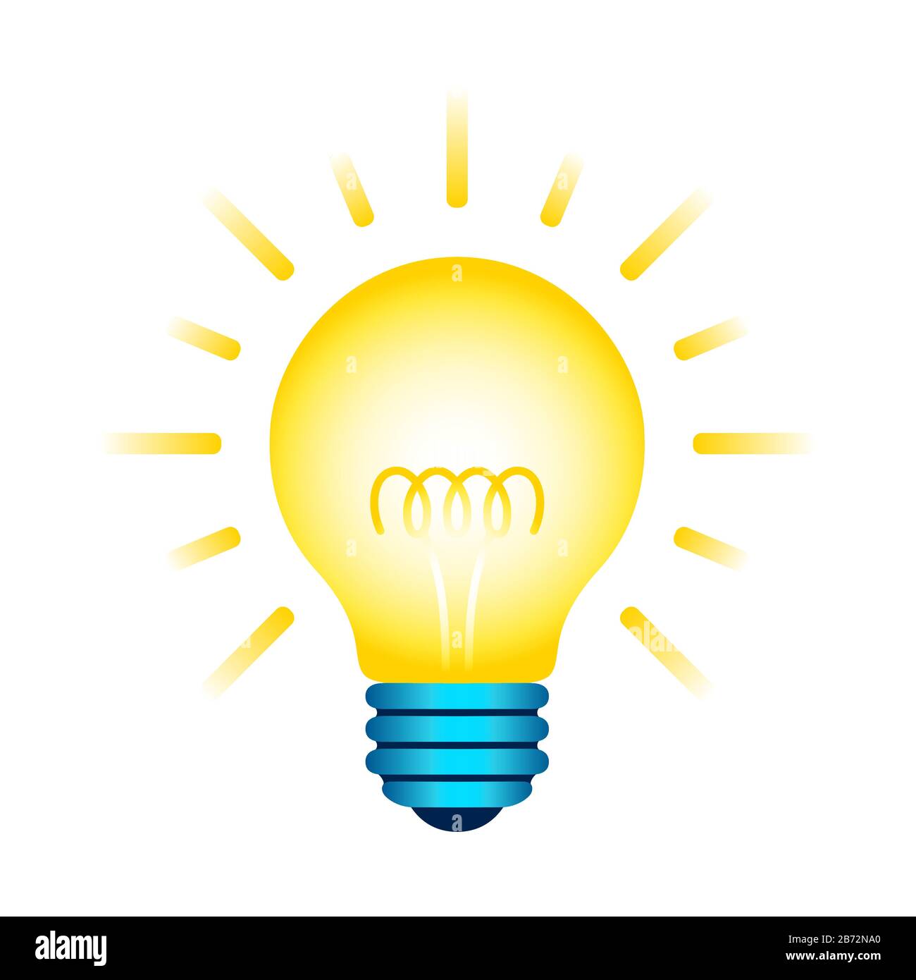 Yellow Light Bulb Icon. Lighting Incandescent Electric Lamp With Spiral And  Rays. Vector Graphic Design Element Isolated On White Background Stock  Vector Image & Art - Alamy