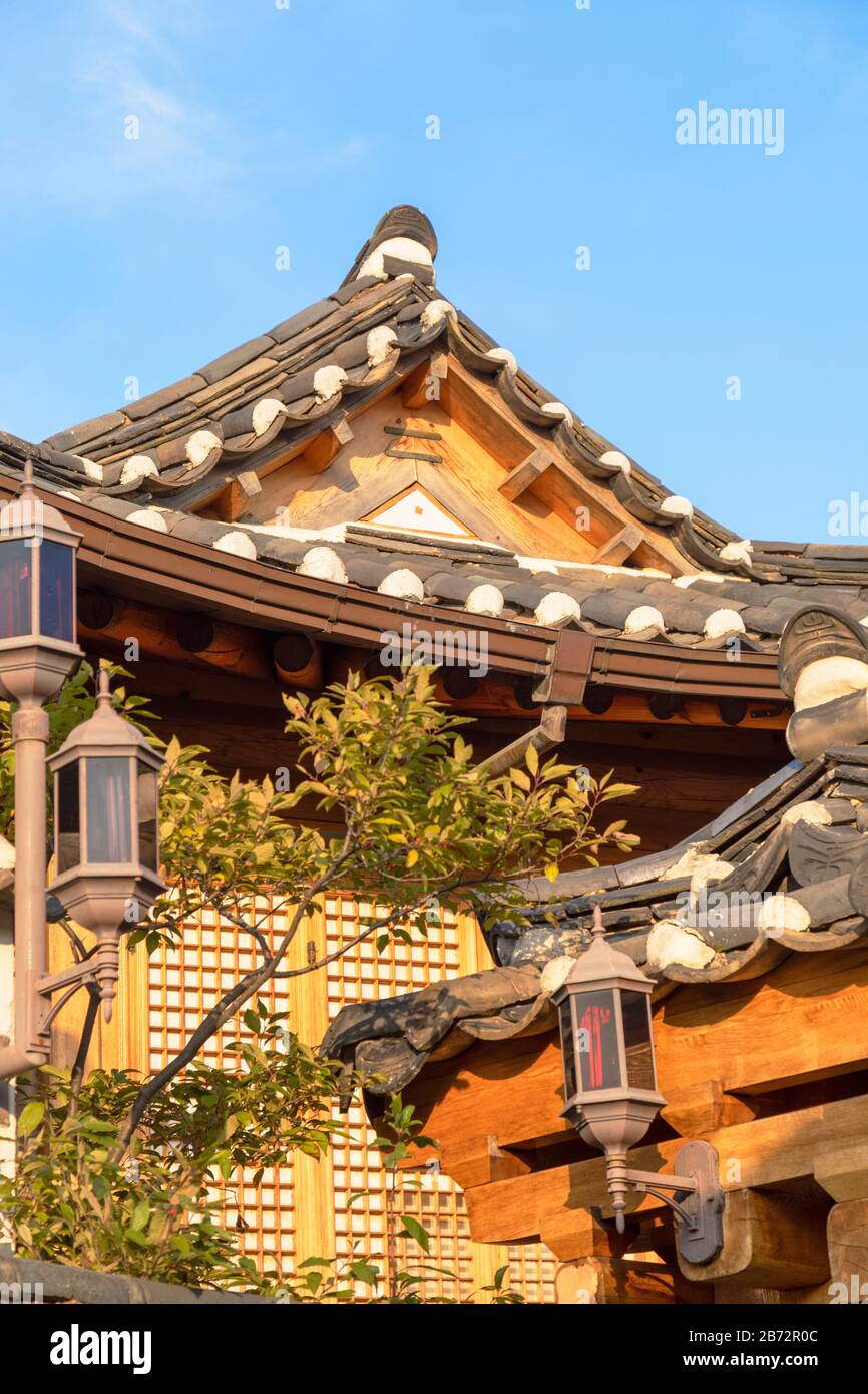 Traditional houses in Bukchon Hanok village, Seoul, South Korea Stock ...