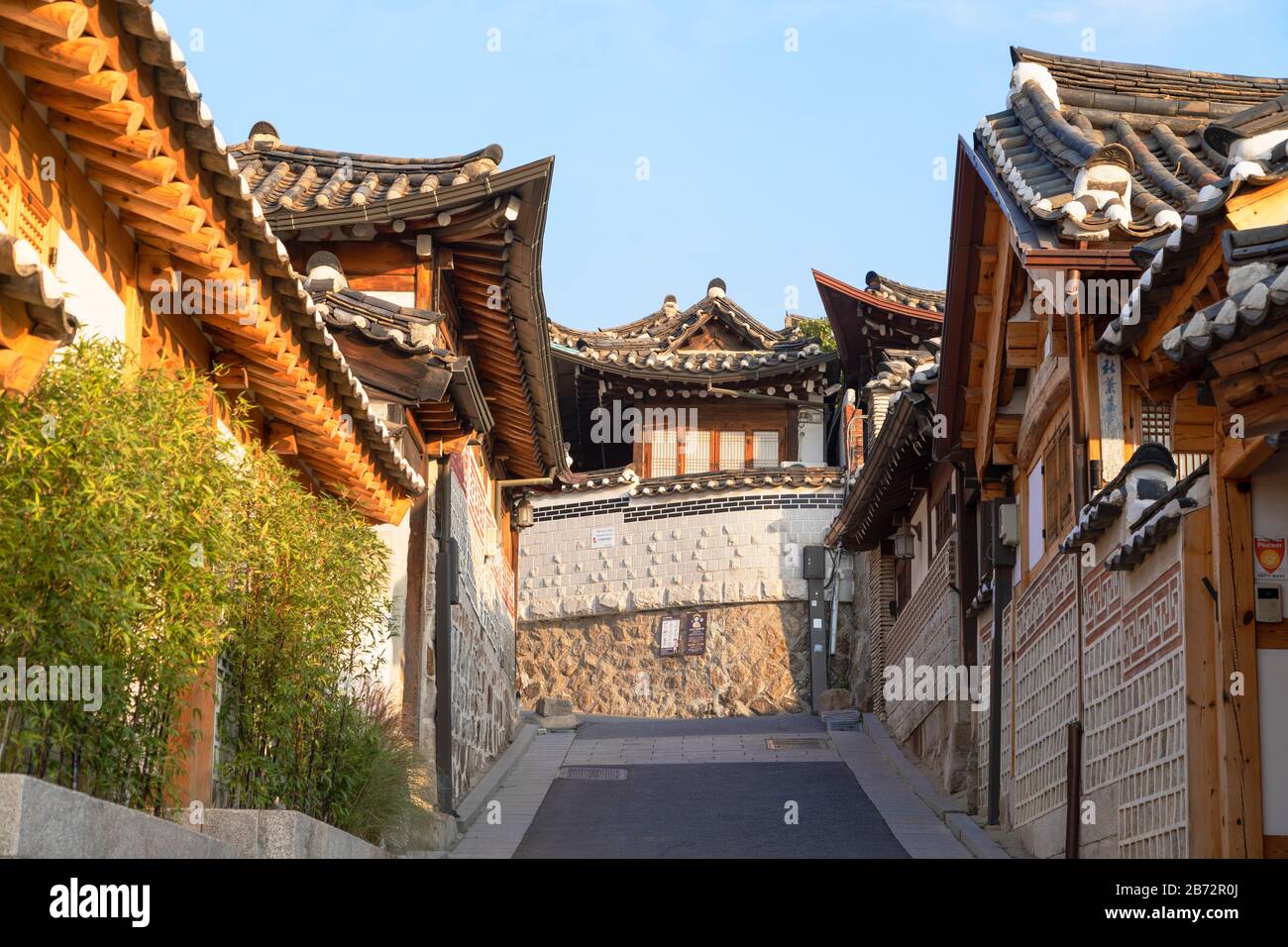 Traditional houses in Bukchon Hanok village, Seoul, South Korea Stock ...