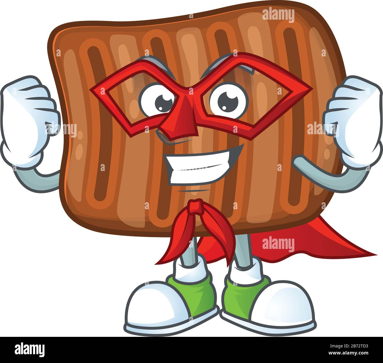 A picture of roasted beef dressed as a Super hero cartoon character