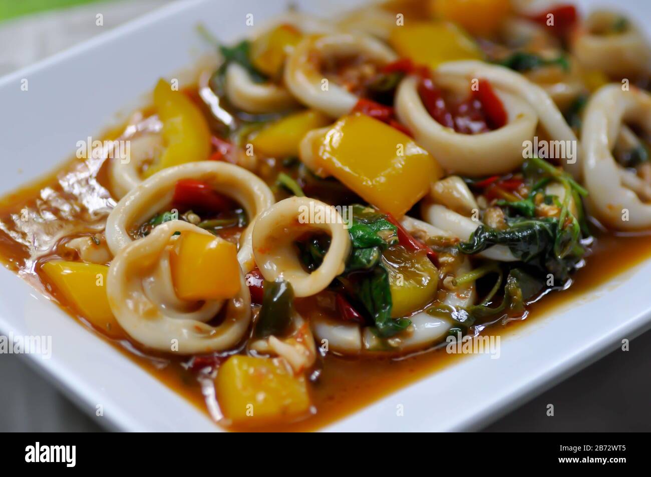 stir fried squid, fried squid with vegetable Stock Photo - Alamy