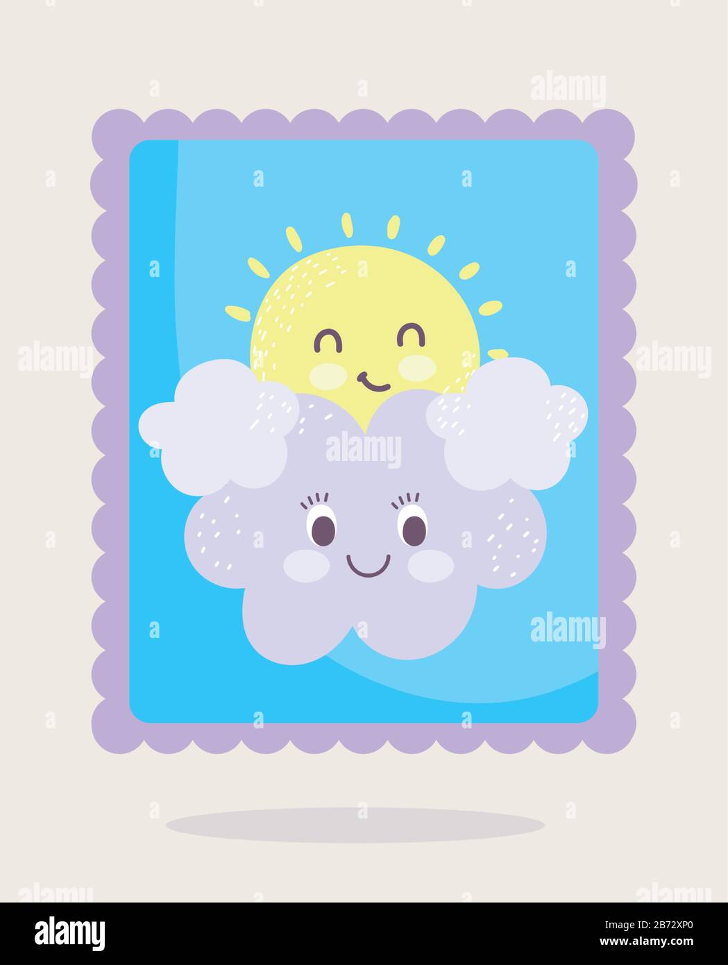 cute stamps, sun and clouds decoration cartoon design vector illustration  Stock Vector Image & Art - Alamy