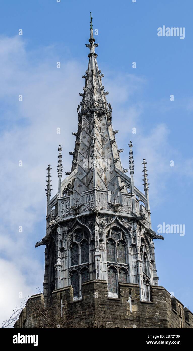 The spire atop the Beauchamp Tower on the west side of Cardiff Castle