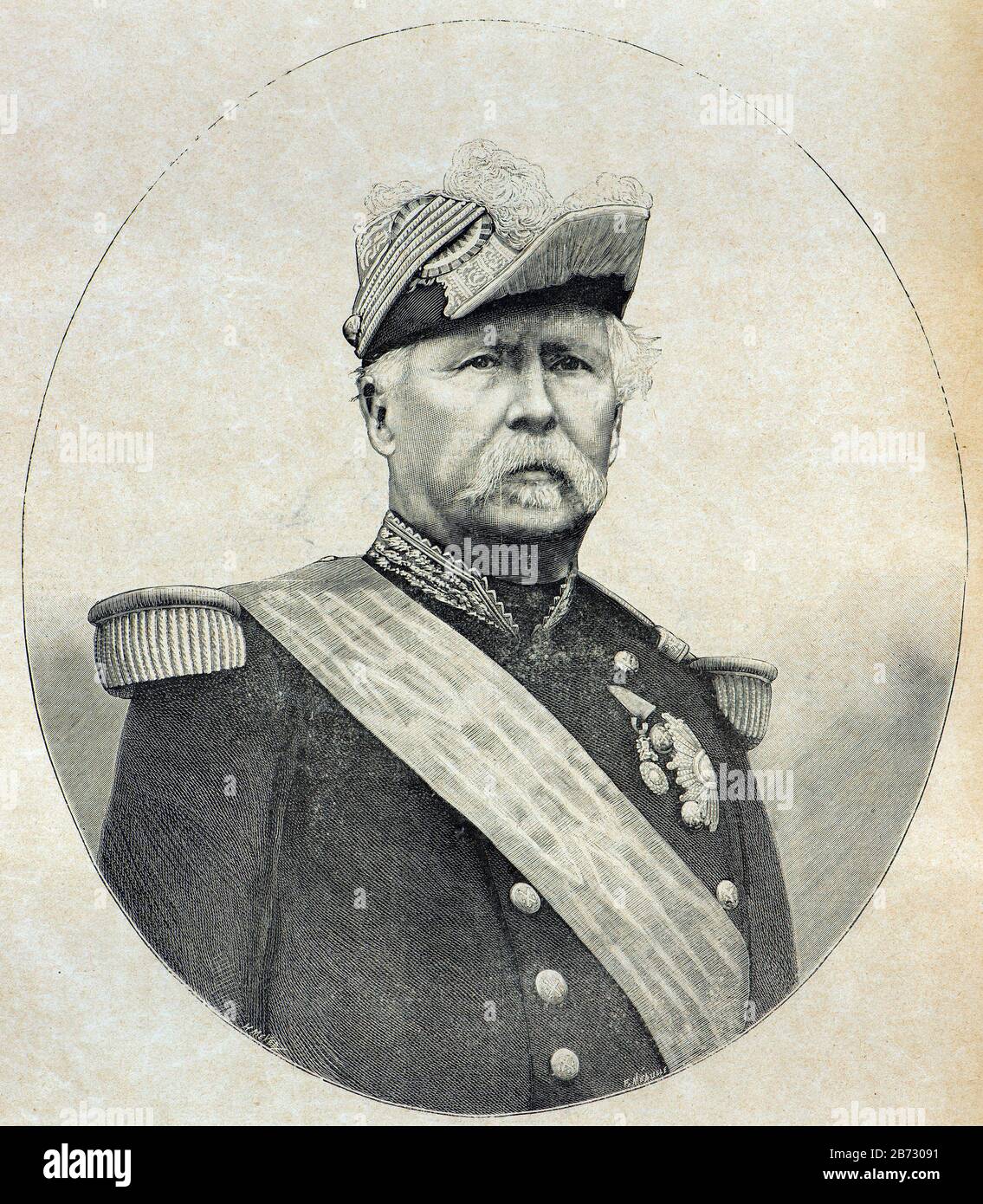 Engraving - Portrait of Patrice de Mac Mahon (1808 - 1893) Marshal of France and President of the Republic - Private collection Stock Photo