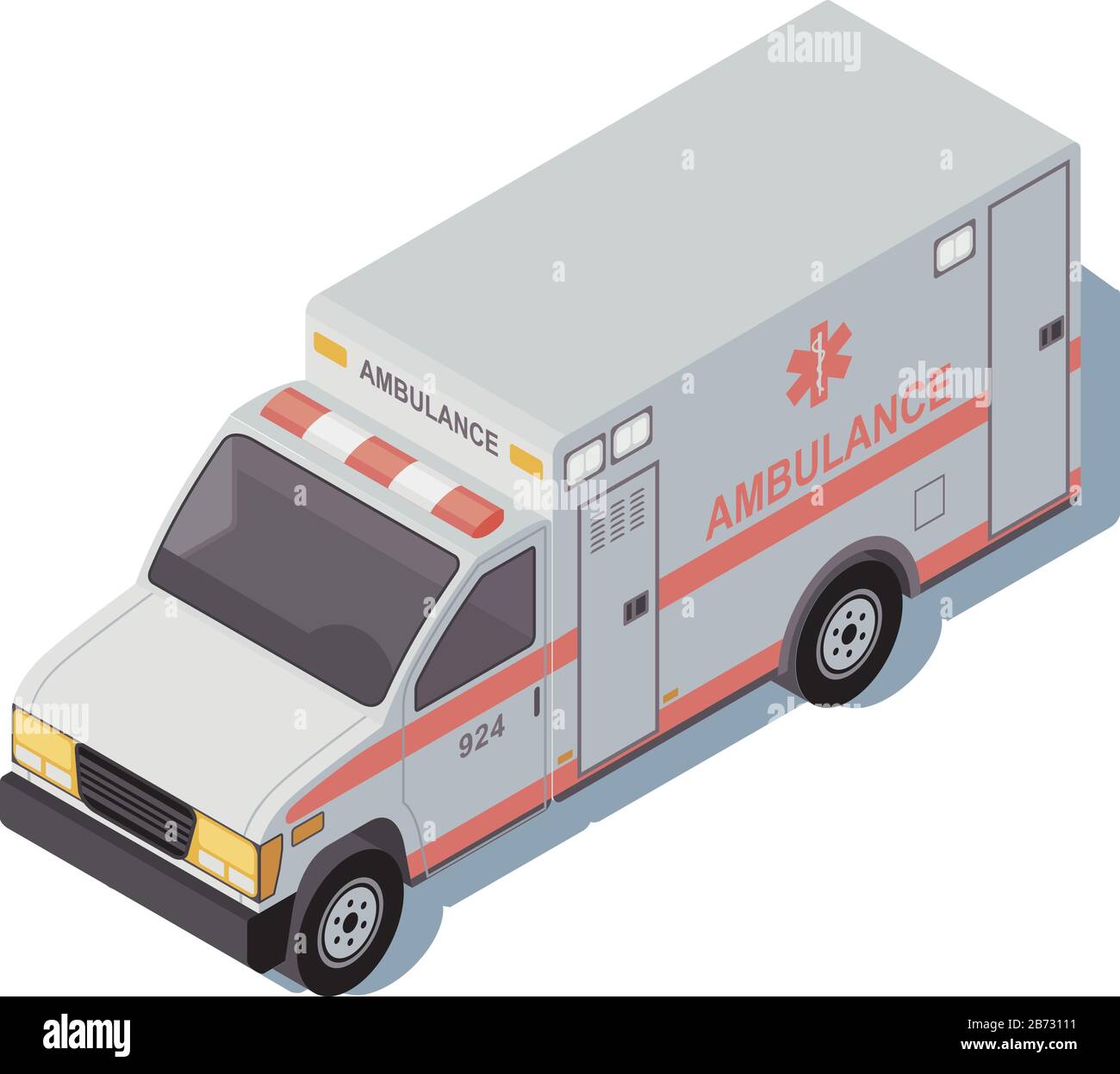 Ambulance car isometric color vector illustration Stock Vector