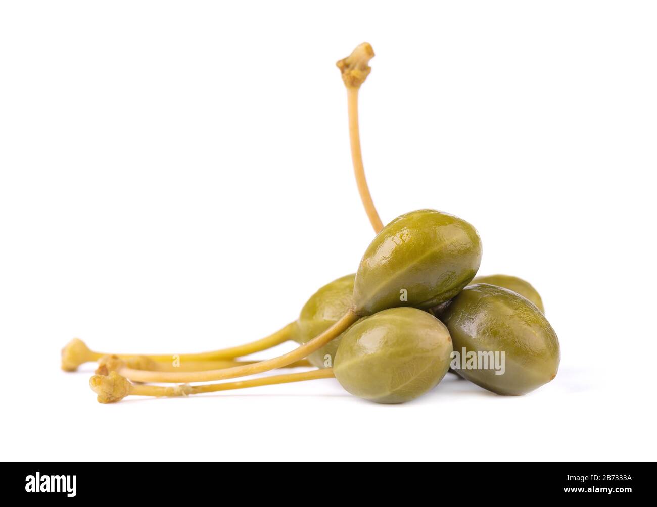 Capers isolated on white background. Pickled capers. Canned capers