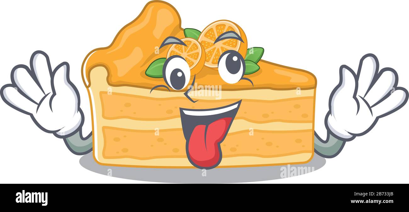 A picture of crazy face cheesecake orange mascot design style Stock Vector
