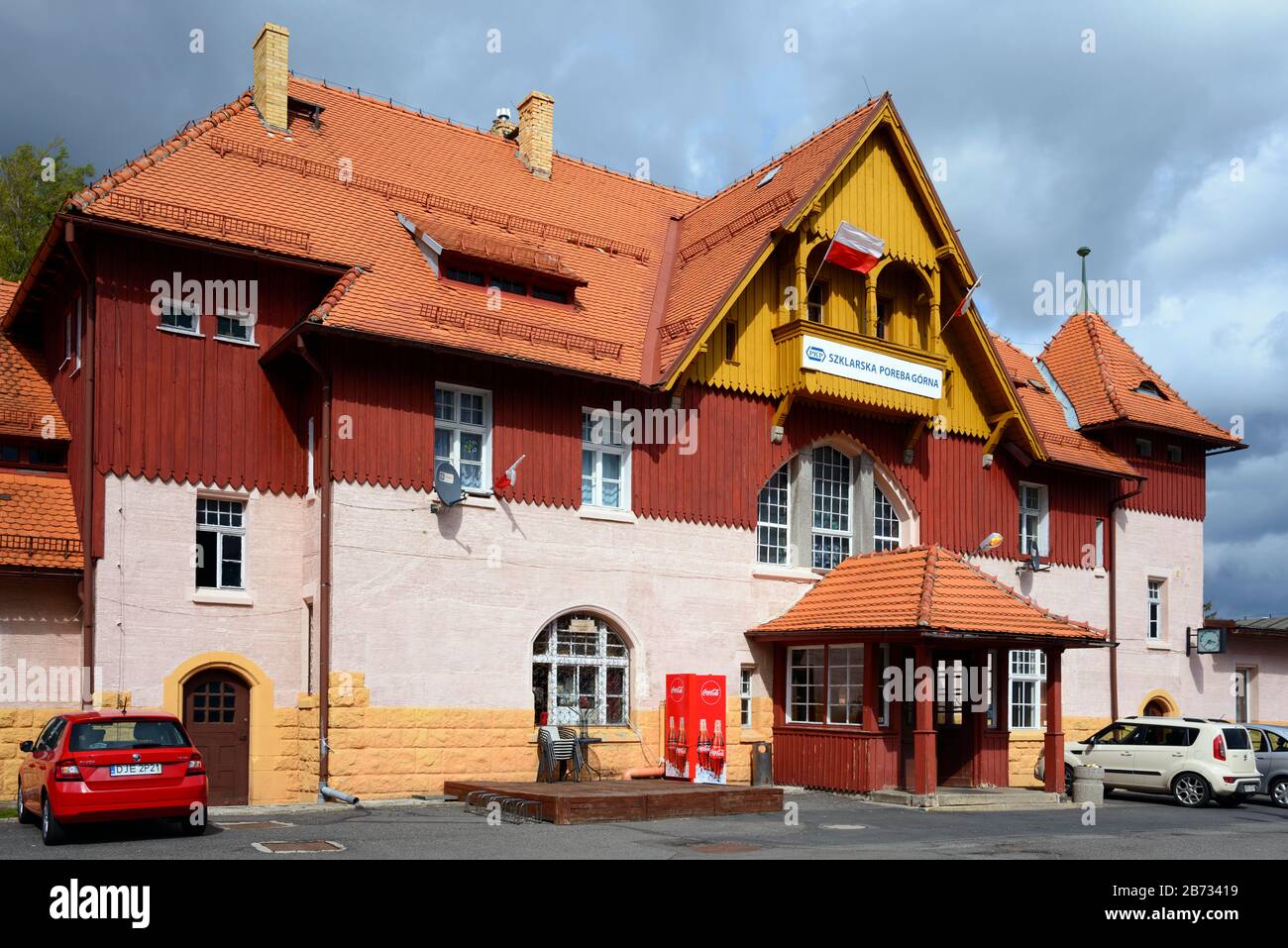 Railway station, Szklarska Poreba Gorna, Lower Silesia, Krkonose Mountains, Poland Stock Photo